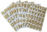 plakletters glitter goud | alfabet stickers | met cijfers | hoogte 4 cm