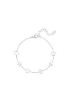 Bracelet - argent - minimaliste - coeur - étoile - fleur - trèfle à quatre feuilles - acier inoxydable