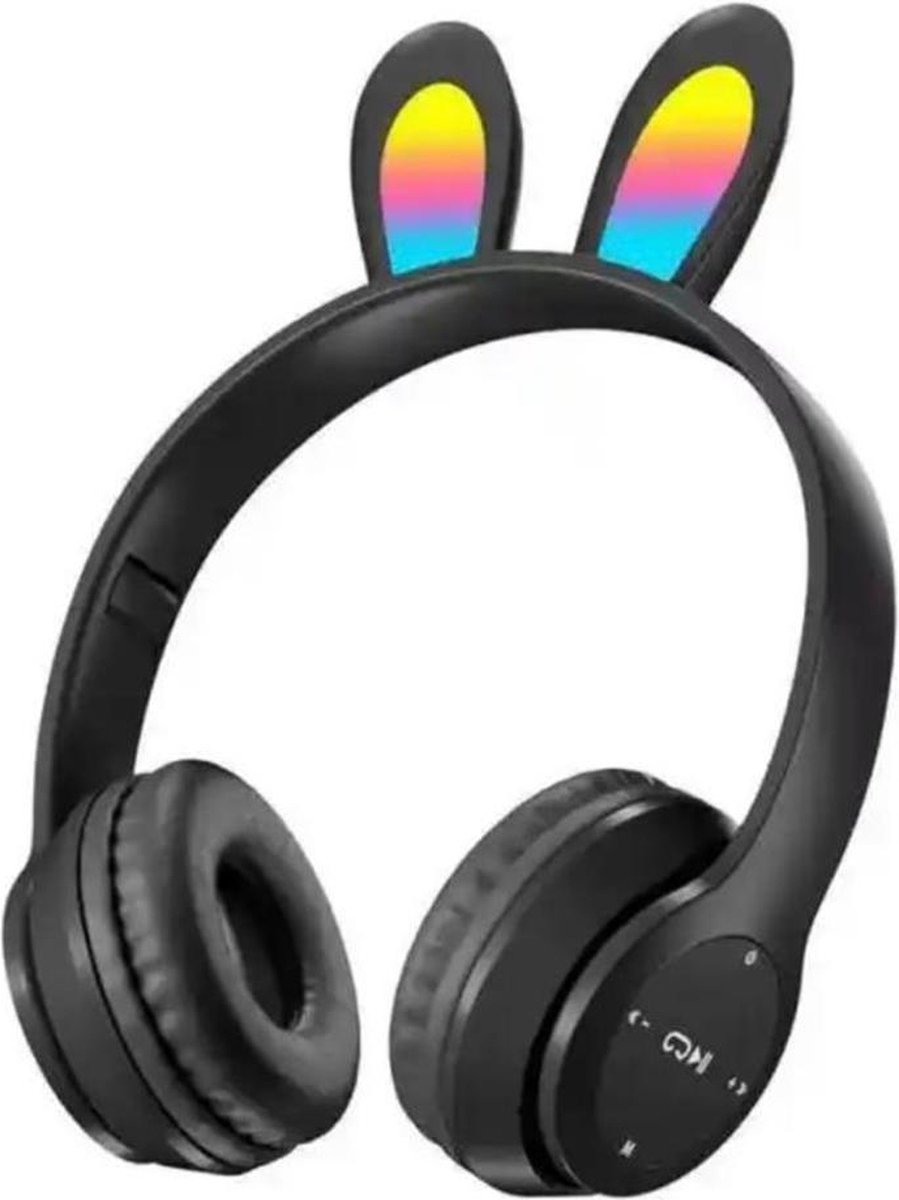 Casque audio Enfant Filaire Jack 3.5mm avec Motif Lapin Noir