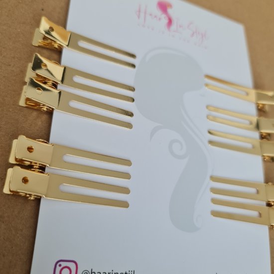 Haar in Stijl® | 12 stuks Goud Set tweebenig Metalen haarclips | haarklem | Styling haar tools klem | DIY clip DHZ haar klip voor strikjes