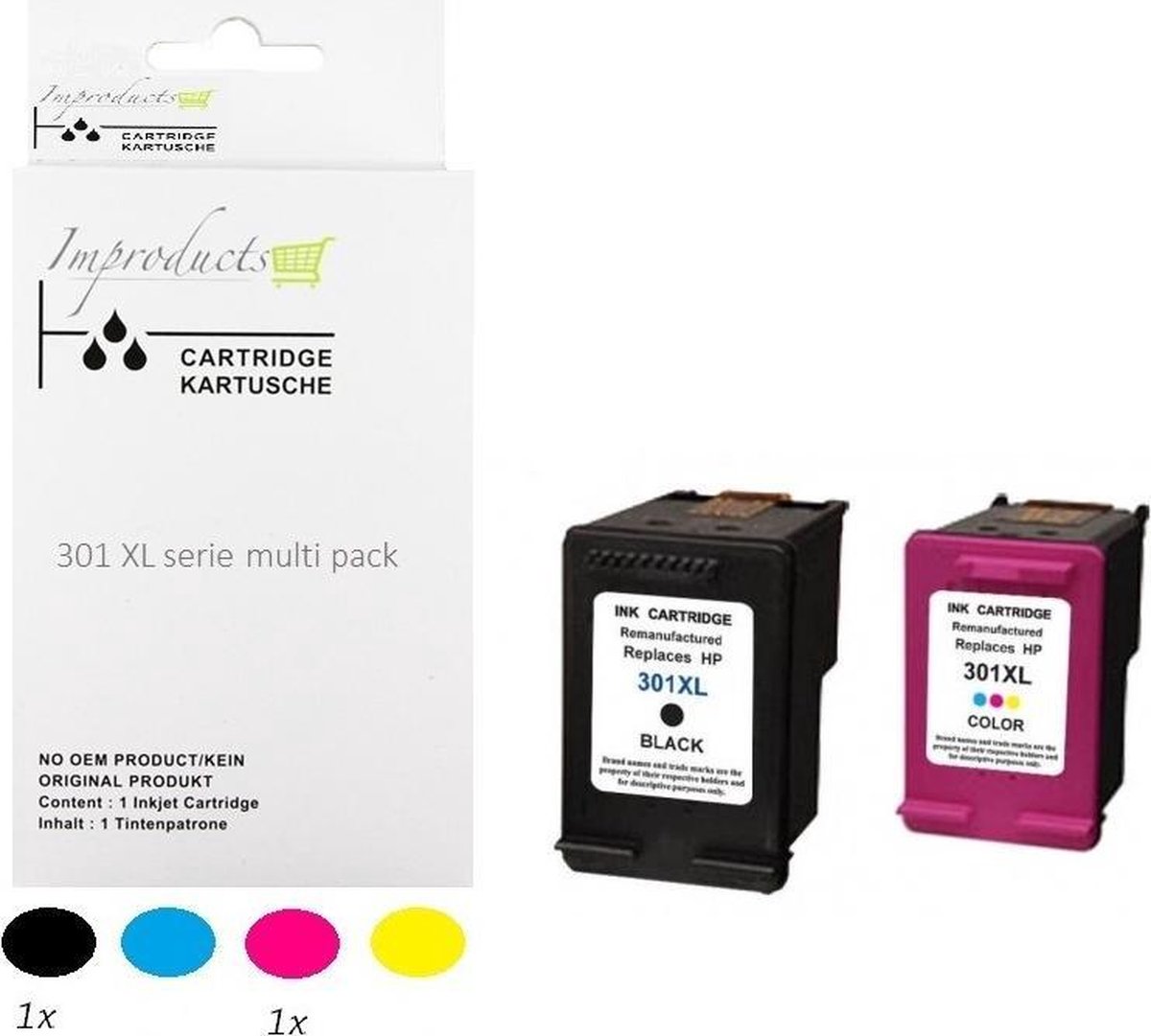 Improducts® Inkt cartridges - Alternatief HP 301 / 301 XL - 301XL 301XL CH563EE CH564EE set