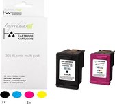 Improducts® Inkt cartridges - Alternatief HP 301 / 301 XL - 301XL 301XL CH563EE CH564EE set chip v4