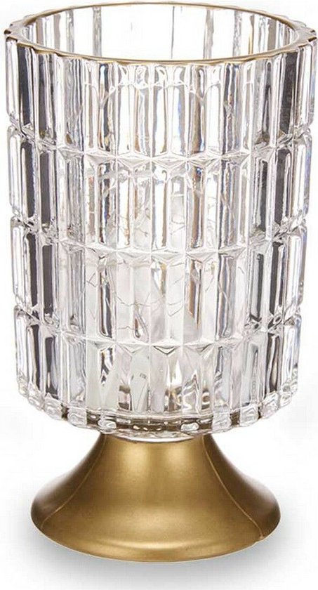 Gift Decor Led-Lantaarn Metaal Gouden Transparant Glas (10,7 X 18 X 10,7 Cm)