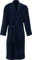 SCHIESSER heren badjas - ultralicht velours - donker blauw gestreept -  Maat: XL