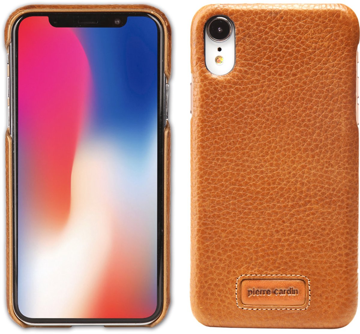 Bruin hoesje van Pierre Cardin - Backcover - Stijlvol - Leer - voor de iPhone XR - Luxe cover