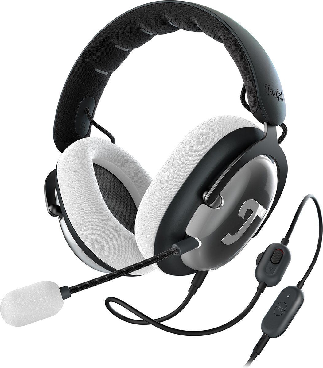 Teufel ZOLA | Bekabelde over-ear headset met microfoon voor games, muziek en home-office, 7.1 binaurale surround sound - zwart/wit
