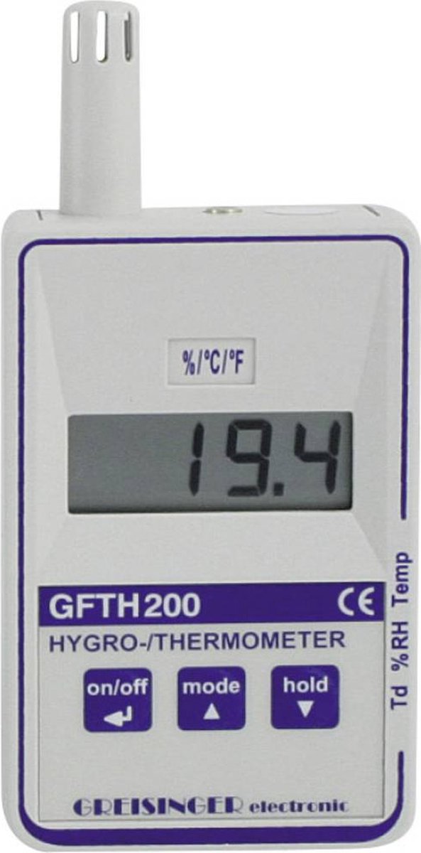 Greisinger GFTH 200 Luchtvochtigheidsmeter (hygrometer) 0 % Hrel 100 % Hrel Dauwpunt/schimmel waarschuwingsweergave - Greisinger
