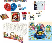 Super Mario - Verjaardag - Kinderfeest - Compleet feestpakket - Themafeest - Feestartikelen - Versiering - Slingers - Bordjes - Bekers - Servetten - Tafelkleed - Tafeldecoratie set - Uitnodigingen - Ballonnen.