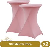 Statafelrok roze 80 cm per 2 - partytafel - Alora tafelrok voor statafel - Statafelhoes - Bruiloft - Cocktailparty - Stretch Rok - Set van 2
