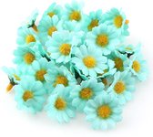100 Stuks Kunstbloemen – Mini Zonnebloemen – Mintblauw – 2.5 cm – Decoratie Bloemetjes
