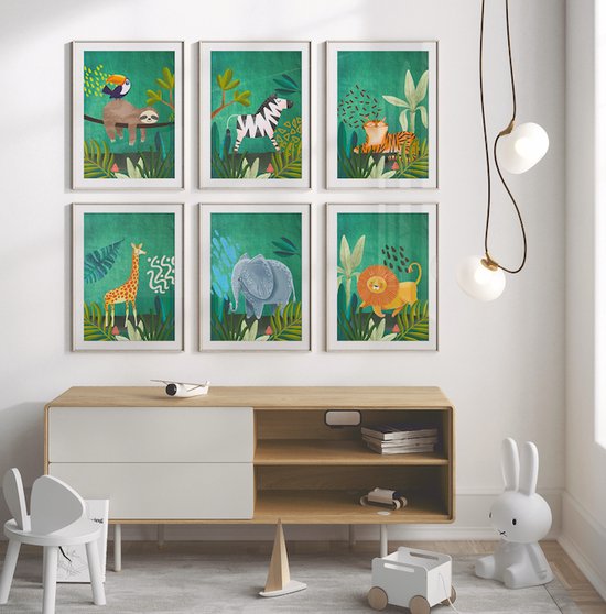 No Filter - Affiches Safari chambre d'enfant - 6 pièces - 21x30 cm / Format A4 - Affiches Animaux - Affiches décoration Chambre de bébé
