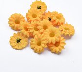 100 Stuks Mini Zonnebloemen – Kunstbloemen – Geel – 5 cm – Decoratie Bloemetjes