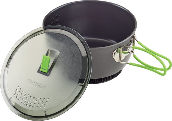 OPTIMUS Terra Xpress HE Cook Pot - 1.75 L - Anti-aanbaklaag - Camping kooksysteem - Lichtgewicht - Campingpannenset - Heat Exchanger - Aluminium - Grijs van Optimus — afbeelding 2