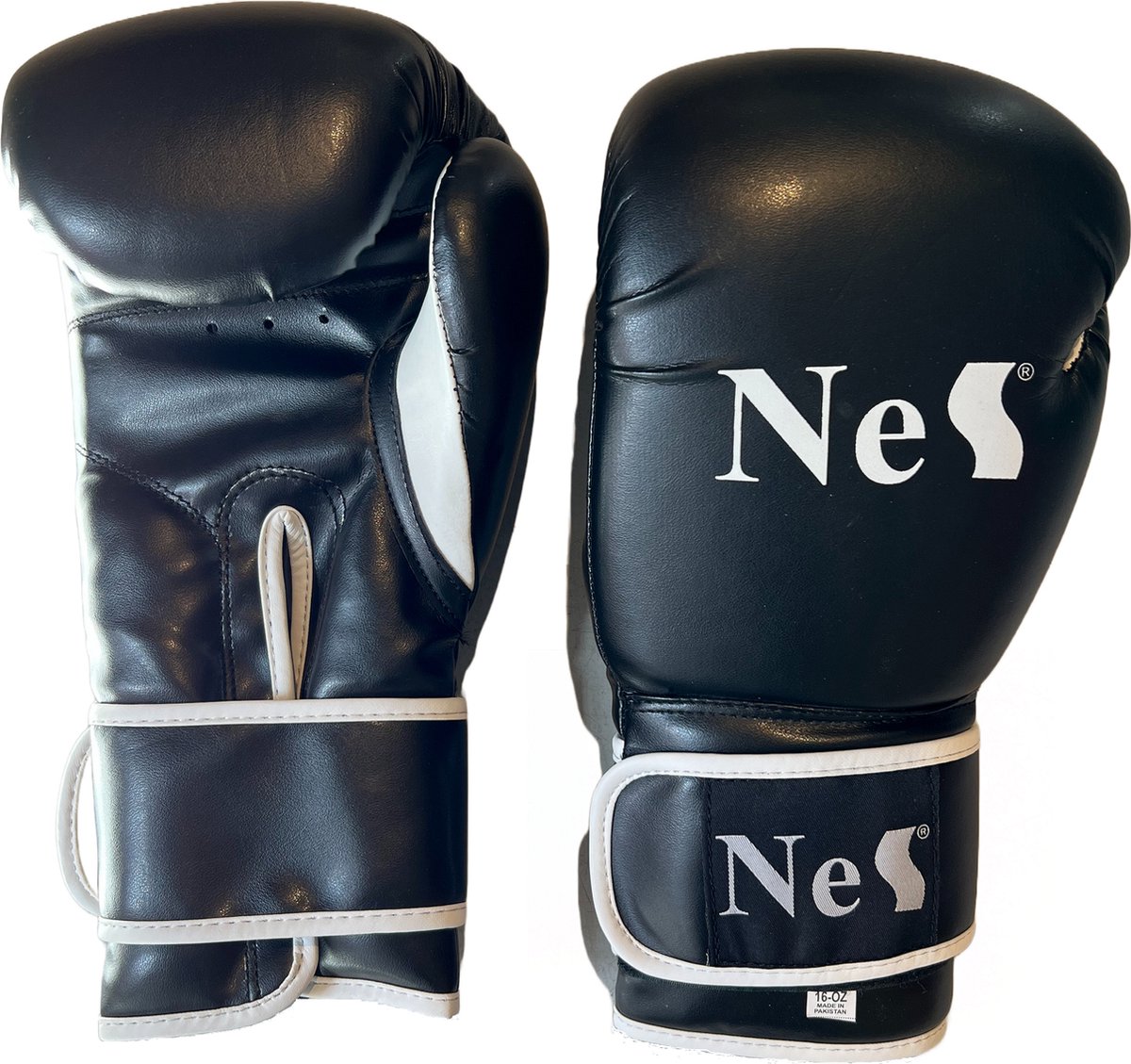 NeS Champ Leer - Bokshandschoenen Unisex - Zwart- Leer - 14oz - Klittenbandsluiting