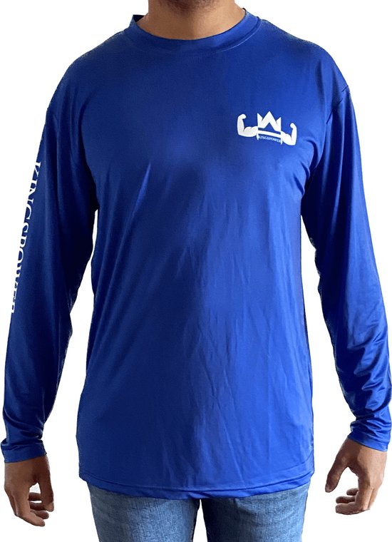 KingsPower - T-shirt anti-UV Blauw à manches longues M - Unisexe - SPF 50 - mèche sèche