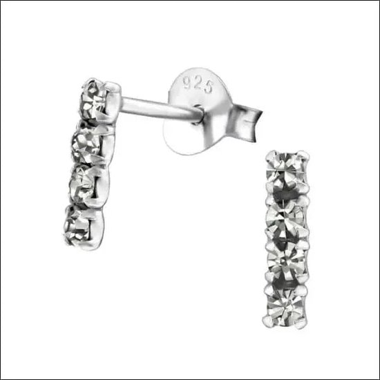 Aramat jewels ® - Kinder oorbellen bar 925 zilver zirkonia black diamond 2mm x 8mm