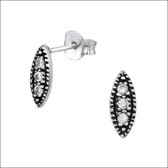 Aramat jewels ® - Oorbellen ovaal transparant zirkonia 925 zilver 4mm x 9mm
