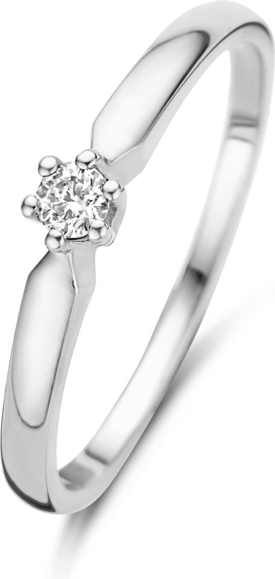 Isabel Bernard De la Paix Sylvie 14 karaat witgouden ring | diamant 0.07 ct | - Witgoudkleurig