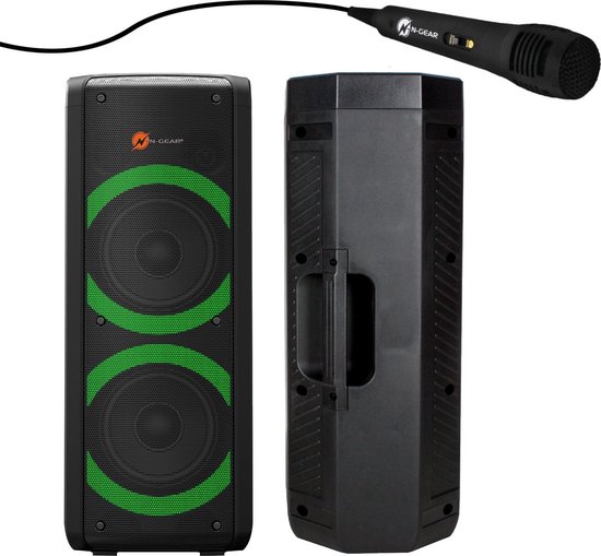 N-GEAR LGP 72 - Draagbare Bluetooth Party Speaker - Karaoke Set - 1 Microfoon - Discoverlichting