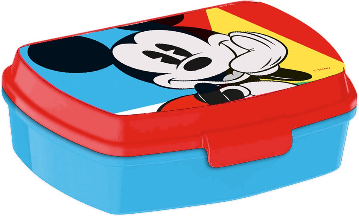 Disney Mickey Mouse broodtrommel/lunchbox voor kinderen - blauw - kunststof - 20 x 10 cm