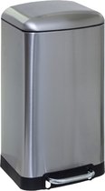 5Five Prullenbak/pedaalemmer - zilver - metaal - 30 liter - 34 x 32 x 61 cm - keuken
