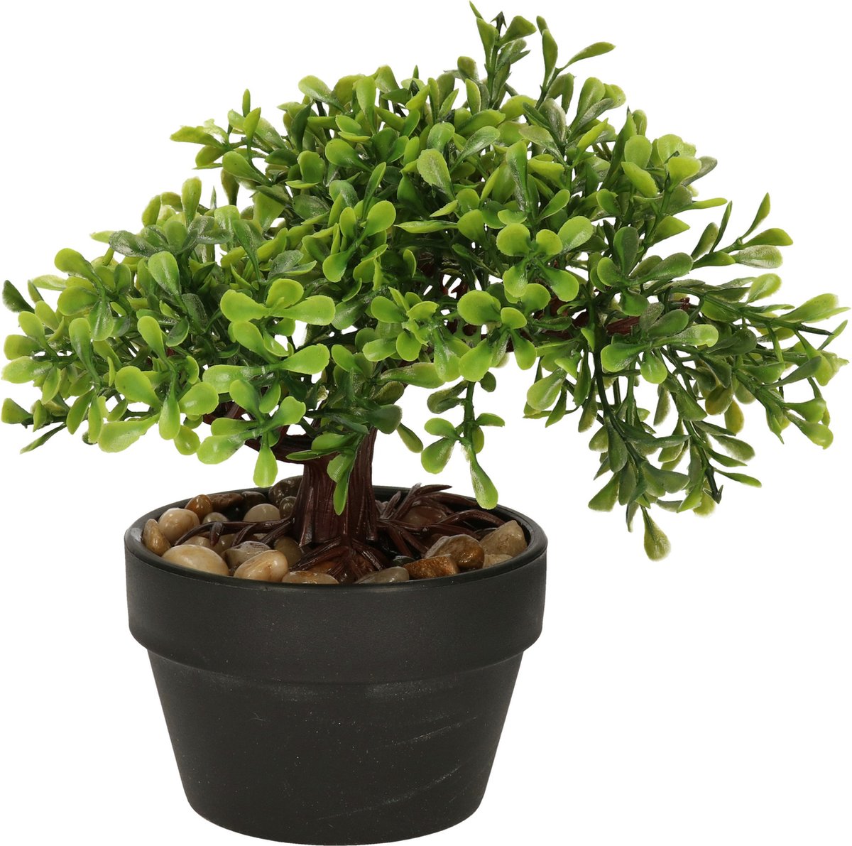 H&S Collection Kunstplant Bonsai boompje in pot - Type Olive - Japans decoratie - 19 x 13 x 15 cm