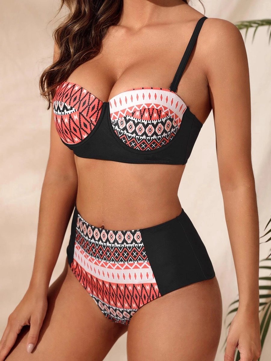 Stijlvolle Bikini Set voor vrouwen met Hoog Broekje Beugel bikini topSpaghetti...