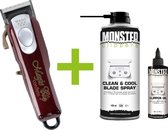 WAHL Magic Clip Cordless Tondeuse Draadloos Lithium-ion + Monster Clippers Clean & Cool Blade Spray + Monster Clippers Oil voor Tondeuses en Trimmers