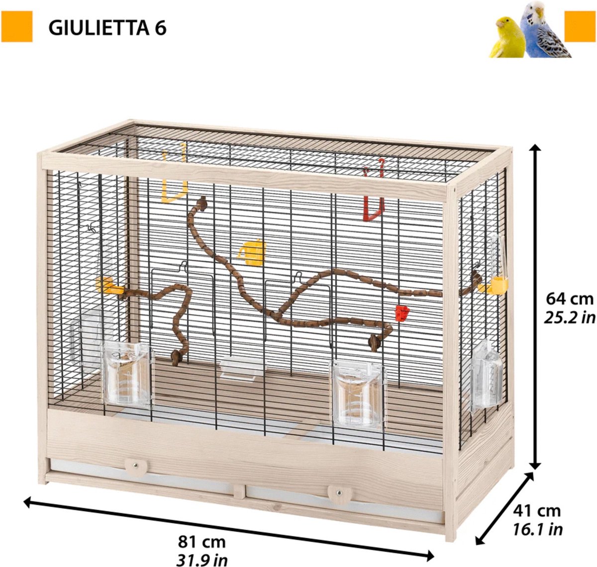 Ferplast Giulietta 6 Vogelkooi - Zwart - 81 x 41 x 64 cm thumbnail 6