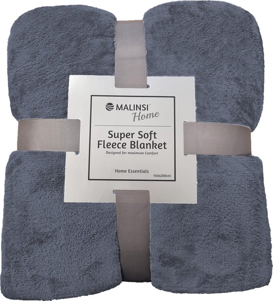 Malinsi Fleece Deken - Donker Grijs - Dekentje - Plaid - 150 x 200 - Fleecedeken - Bankhoes Sprei - Woondeken Bedsprei