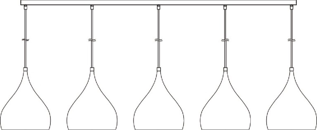 Losse opbouw basis voor pendels 5x, zwart, 180cm
