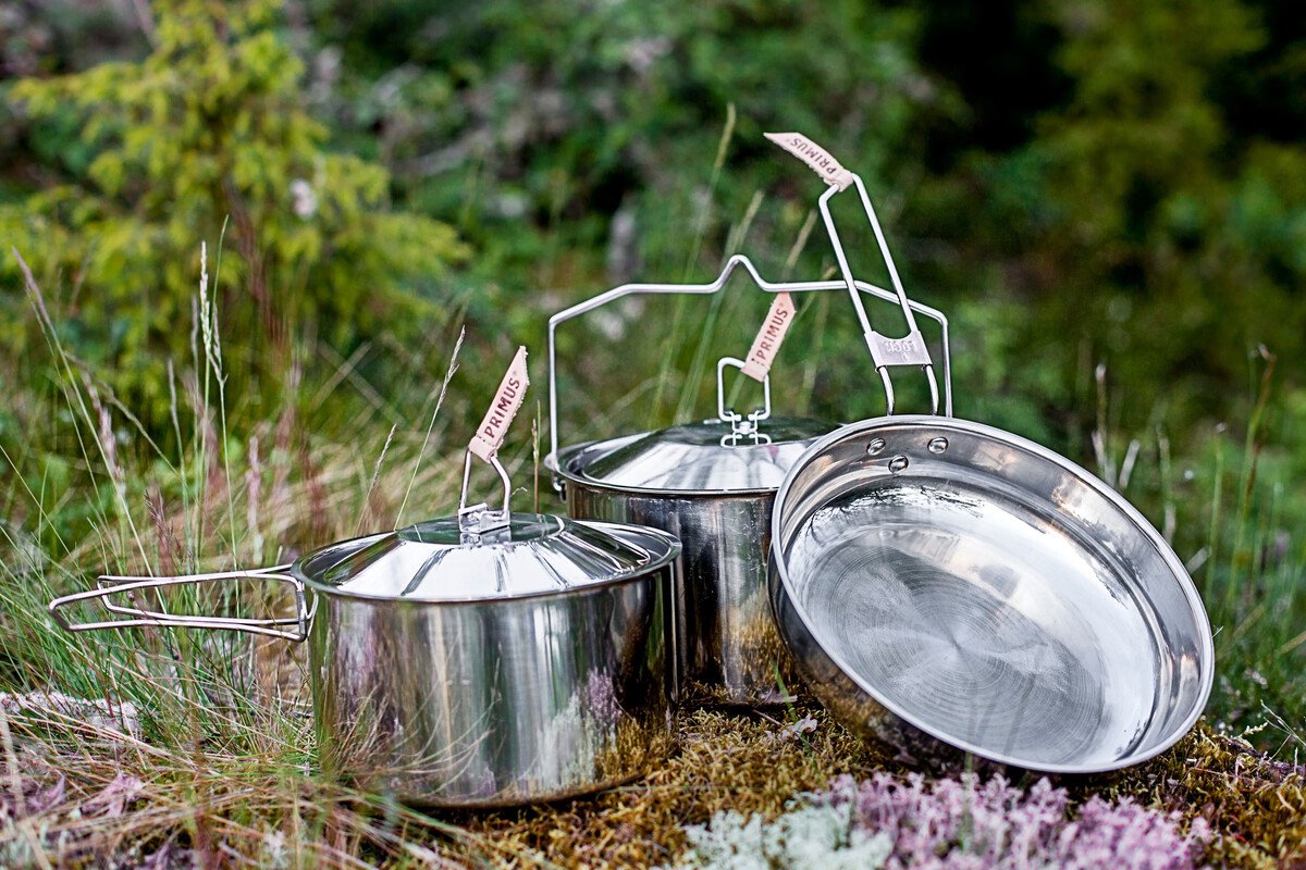 Primus CampFire Cookset Large - Inox - Casserole Ø 21 cm et casseroles de 1,8 et 3 litres