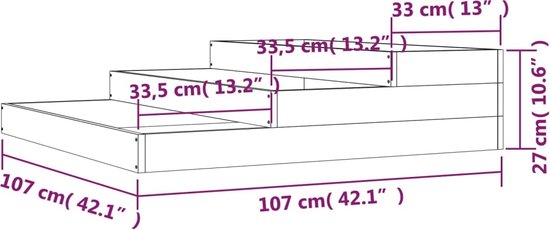vidaXL Jardinière Bois de Douglas - Conception en cascade - 107 x 107 x 27 cm - Jardinière décorative - Pot de fleurs
