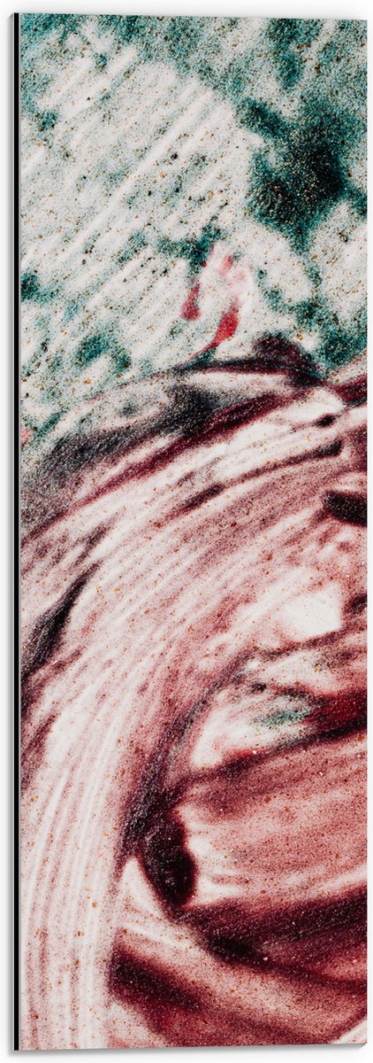 Dibond - Schilderij met Groene en Rode Verf - 20x60 cm Foto op Aluminium (Met Ophangsysteem)