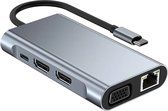 USB-C Hub 8 in 1, Dual Monitor (2x HDMI, VGA)