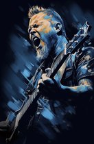 Posters Musique - James Hetfield - Affiche Metallica - Portrait abstrait - Décoration murale - Design d'intérieur - 51x71 - Convient pour l'encadrement
