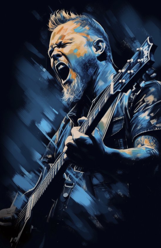 Muziek Posters - James Hetfield - Metallica Poster - Abstract Portret - Wanddecoratie - Interieur Design - 51x71 - Geschikt om in te lijsten