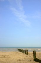 Dibond - Zee / Water - Strand in blauw / groen / bruin / beige / wit / zwart - 100 x 150 cm.