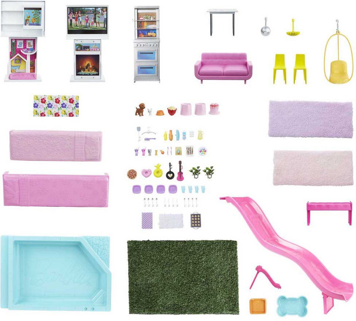 Barbie Droomhuis Poppenhuis – 109 cm Hoog - 3 Verdiepingen - Glijbaan - Lift - Zwembad en 75+ Accessoires — afbeelding 14