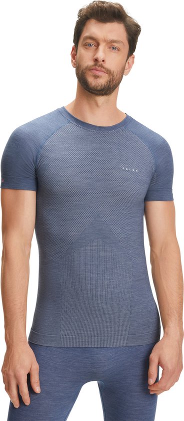 FALKE heren T-shirt Wool-Tech Light - thermoshirt - blauw (capitain) - Maat: