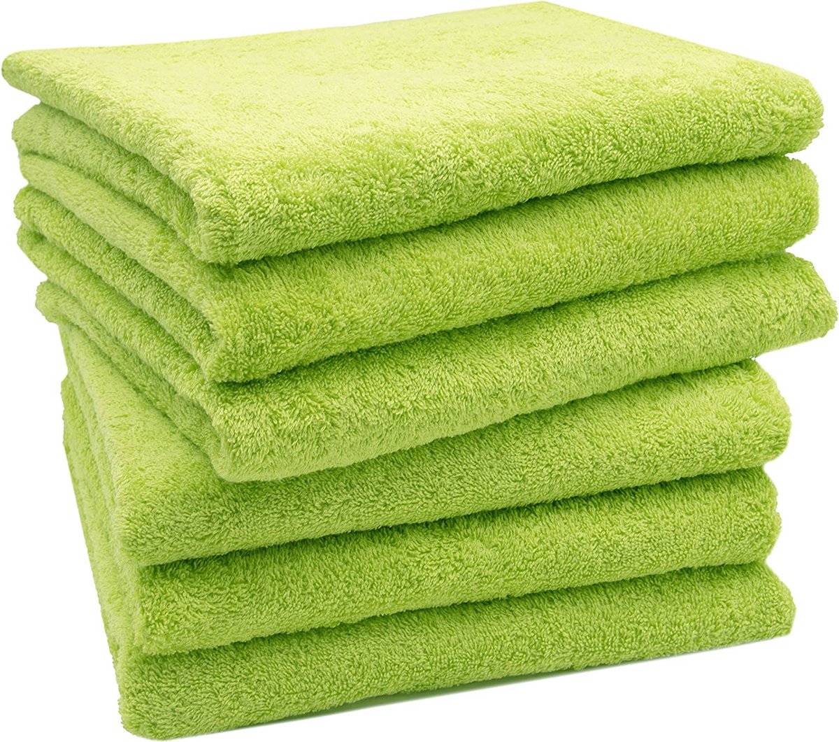 set van 6 handdoeken katoen, 50x100 cm, groene, 95°C wasbaar