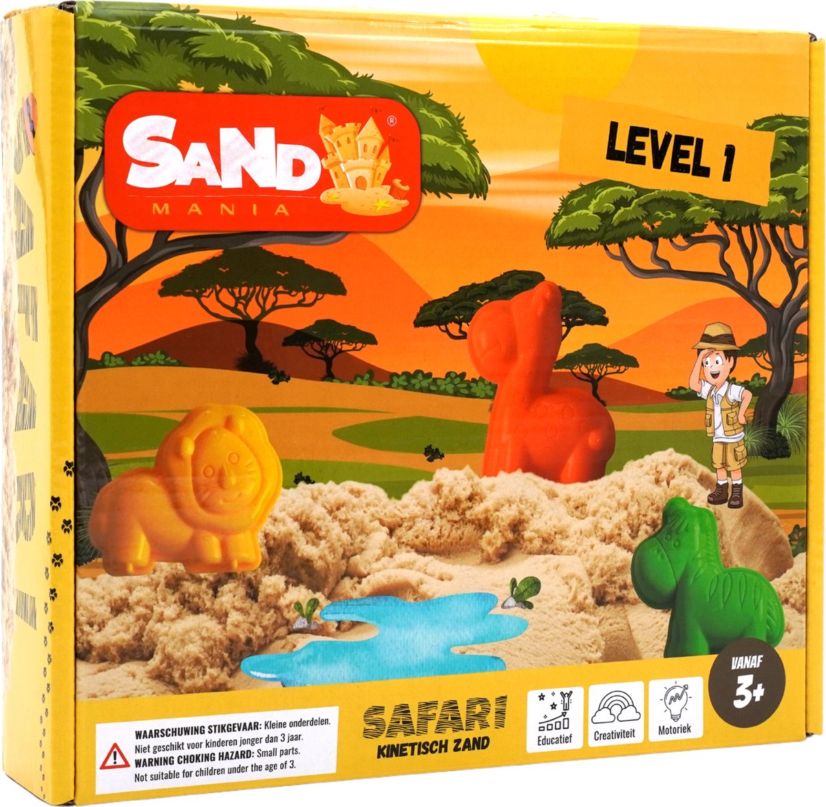 Sand mania® - Kinetisch zand - Safari level 1 box - 1 kg bruin magisch zand - Speelzand - Magic sand - Montessori speelgoed