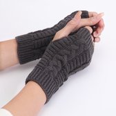 Vingerloze Handschoenen - Gebreid - Polswarmers - Armwarmers - Voor dames - Grijs