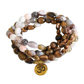 Marama - Bracelet Mala Agate Lotus - élastique - agate de pierres précieuses - bracelet femme - cadeau Saint Valentin pour elle