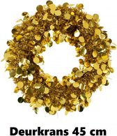Deurkrans 45cm goud brandvertragend - Decoratie thema feest krans glitter and glamour party