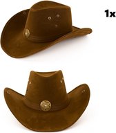 Cowboy hoed Nevada leatherlook - Thema feest festival party hoofddeksel cowboy dress