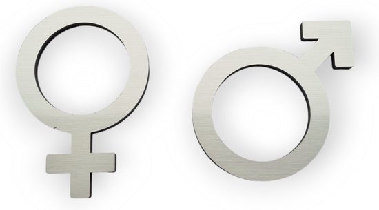 Bordje Toiletbordjes Mannen Vrouwen Set van 2 Deurbord 75 mm Aluminium Zelfklevend Goud