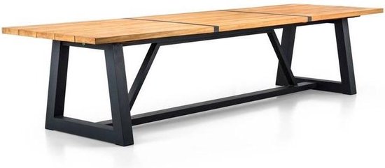 Leeuw Democratie ten tweede Ovada dining tuintafel 280x100 cm antraciet teak SUNS | bol.com