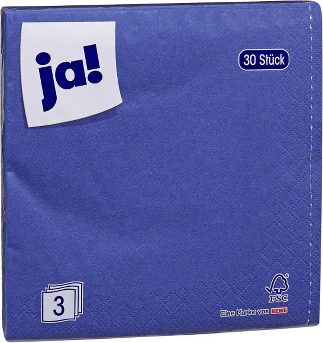 Ja! | 6 x 30 stuks papieren servetten | BLAUW | 3 laags | 33 x 33 cm | bbq | picknick | feest |