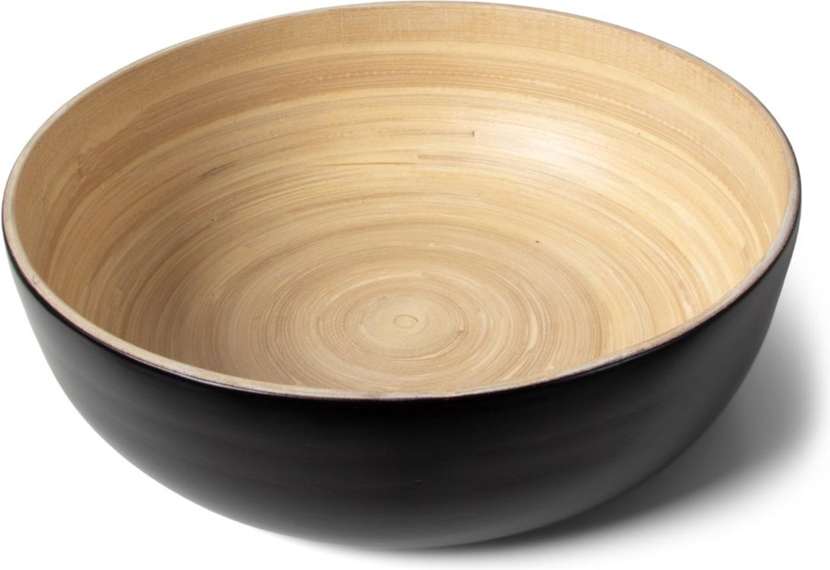 SENZA Saladeschaal - Niet vaatwasserbestendig - Duurzaam - Bamboe - Zwart - Ø 25 cm